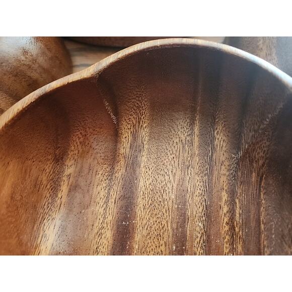 Philart Monkeypod Wood Salad Bowls With4 Serving Bowls - Picture 8 of 9
